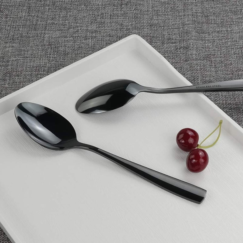 Teyyvn 16-Pack Black Stainless Steel Dinner Spoon, 8.03 Inches, Mirror Polished - Image 3